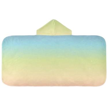 Imagem de Joisal Toalha de piscina gradiente de cor arco-íris com capuz toalhas de banho para bebês 127 x 59,7 cm