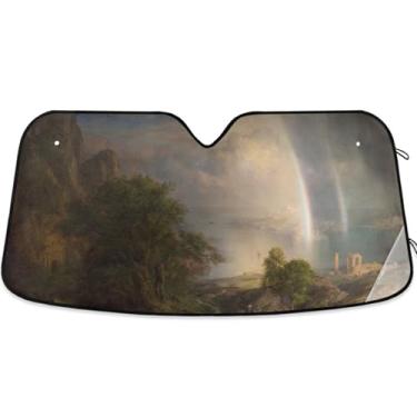 Imagem de Guarda-sóis personalizados para carro da igreja Frederic Edwin do Mar Egeu para para-brisa Impressão dobrável Protetor solar automotivo M, 139,7 cm x 70,1 cm