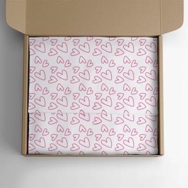 Imagem de Papel de Presente，Papel Seda，50 Folhas，Feito de Material Fibroso，Motivo do CoraçãO，Adequado para Presentes Festivos, LembrançAs e Embalagens de Roupas(Rosa,25x35cm)