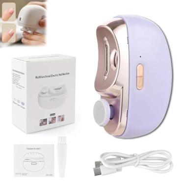 Imagem de Cortador de Unhas Elétrico Automático com Luz E 2 Velocidades, Cortador de Unhas E 3 Em 1, Aparador de Unhas de Segurança Recarregável Usb para Bebês, Crianças, Adulto (Roxo)