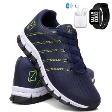 Imagem de Tênis Masculino Para Corrida Academia Caminhada Confortável Super Leve + Fone + Relógio-Masculino