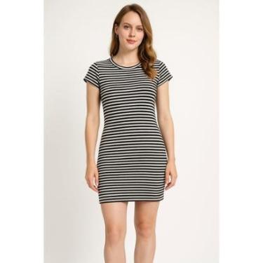 Imagem de Vestido Tubinho D Bell Outlet Fashion Ombreira Listrado-Feminino