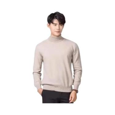 Imagem de Suéter Masculino De Gola Alta Em Mistura De Cashmere E Algodão Para Ou
