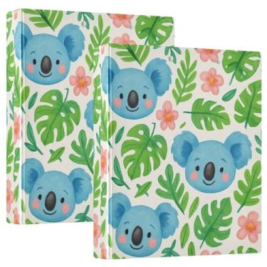 Imagem de Fichário personalizado com 3 anéis de folhas verdes coala azuis 3 cm, 200 folhas, portfólio, anel, impressão, anel redondo, fichário de apresentação, 31,5 x 27 x 6 cm, 1 pacote