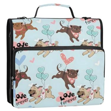 Imagem de Bonito animal balão de ar quente organizador de fichário com zíper 3 anéis de 3 anéis bolsa de fichário resistente para ensino médio com alça, suporte para 500 folhas