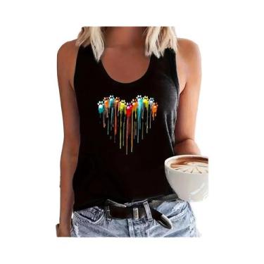 Imagem de Camiseta Feminina De Verão Sem Mangas Com Estampa De Rede E Design De 