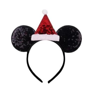 Imagem de Tiara De Natal Mickey Mouse Com Flores De Neve Para Crianças, Acessóri