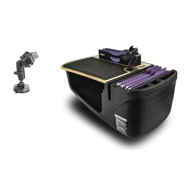 Imagem de AutoExec Mesa de carro Efficiency FileMaster para sua estação de trabalho de veículos e escritório móvel, bétula, com suporte para telefone e sucção para telefone