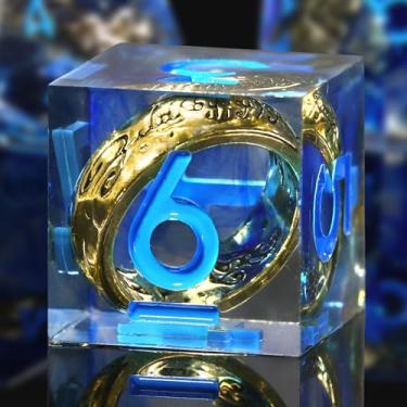 Imagem de FONVGOGO Magic Lord Rings DND Dice Set, Sharp Edge Resin D and D Dice with Box 7Pcs Dungeons and Dragons Polyhedral Dice Set for Role Playing Game Gift Tabletop Games (Ring Blue)