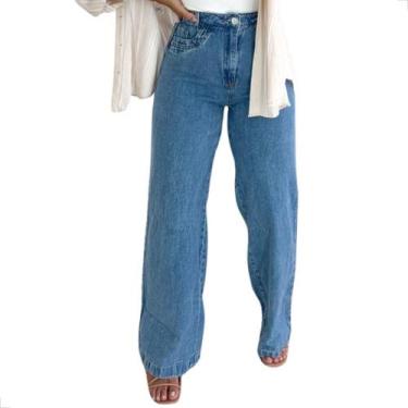 Imagem de Calça Wide Leg Jeans Pantalona Modelo Novo Larga Na Perna - Love Fashi