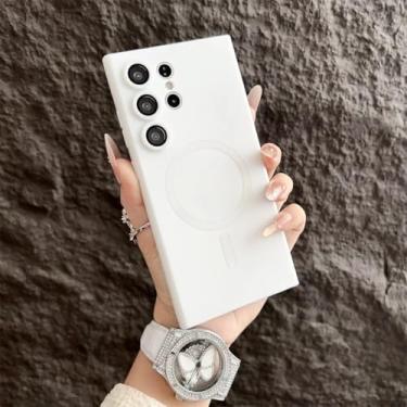 Imagem de Capa fosca à prova de choque com carregamento sem fio magnético para Samsung Galaxy S25 S24 Ultra S23 FE S22 S21 Plus (para Samsung S23/Branco)