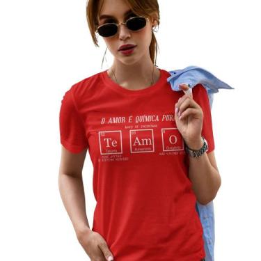 Imagem de Camiseta Feminina Amor é Química Pura Namorados Baby Look - Hipsters C