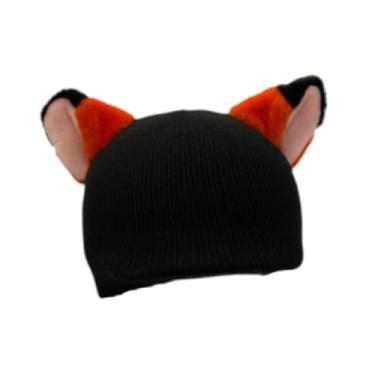 Imagem de menolana Capa para capacete de esqui, gorro de tricô divertido, macio, criativo e quente, acessório inovador para capacete de esqui, proteção de inverno para, Orelhas de Raposa Preta