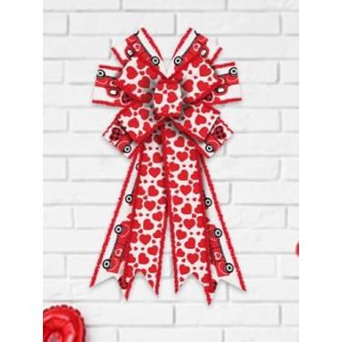 Imagem de 2 rolos de fitas de artesanato de dia dos namorados para laços de guirlanda, 6 cm × 10 metros coração caminhão fita borda fio fitas de casamento fitas vermelhas de serapilheira para artesanato