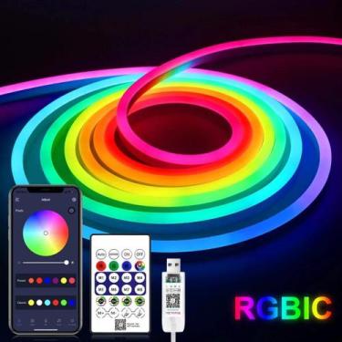 Imagem de Fita De Luz Neon LED RGB À Prova d'Água Com Controle Remoto Bluetooth 