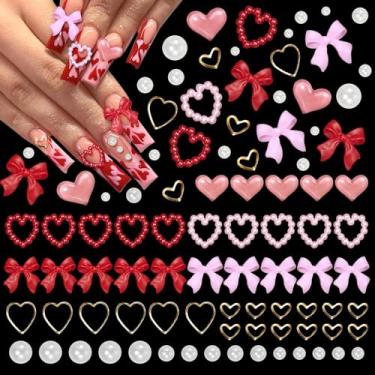 Imagem de Anower 200 Peças De Pingentes Unhas 3D Com Laços Rosa E Vermelhos, Caixa Joias Vazadas Em Ouro Para Design Unhas, Pérolas Fundo Plano, Manicure, Artesanato Faça Você Mesmo, Acessórios