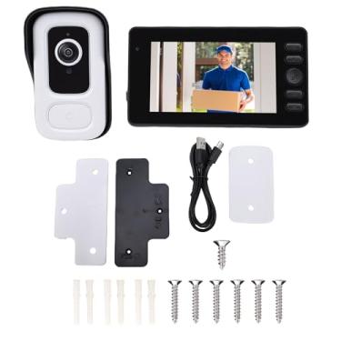 Imagem de Jectse de Intercomunicação Com Campainha de Vídeo Sem Fio, Lente Grande Angular de 3 MP e 110 ° Com Tela de 4,3 Polegadas, Som Bidirecional e Bateria de 6 Meses, para Segurança