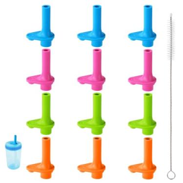 Imagem de Goktvai 12 peças de válvula de mordida de substituição para Zak, bocal reutilizável de silicone com escova de limpeza, acessórios de copo de canudo compatíveis com Zak Designs Kelso 425 g (azul, rosa