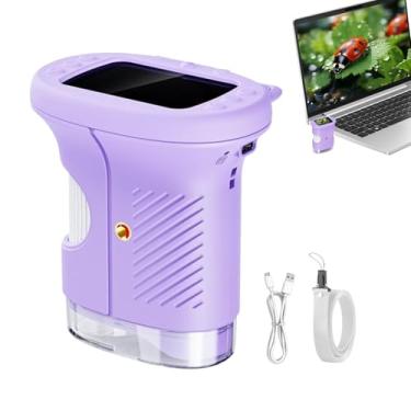 Imagem de Microscópio de bolso para crianças, brinquedo educativo com 8 LEDs ajustáveis | Mini microscópio portátil, para meninos, meninas, aniversário, Natal, Ano Novo, Páscoa, ambientes internos e externos