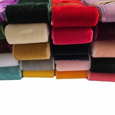 Imagem de FAYADA Fita de veludo vintage de 20 metros de 3,8 cm cores sortidas a granel para embrulho de presente faça você mesmo artesanato arco de cabelo grinalda de árvore laços porta guirlanda decoração de