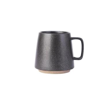 Imagem de Xícaras de café Caneca de café cerâmica vintage, chá da tarde, leite, padrão preto manchado, com alça