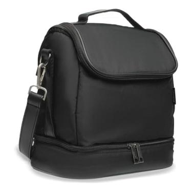 Imagem de Bolsa Térmica com Compartimento Duplo, Preta, Alça Ajustável, Isolamento Térmico, 23x25x25cm, 8 Litros