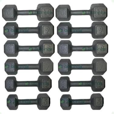 Imagem de Kit Halteres Sextavado - (Pares de 5,6,7,8,9 e 10 Kg) - BOX INGÁ