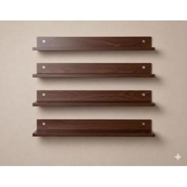 Imagem de Kit 4 Prateleiras Porta Esmalte em MDF Organização 50cm Branca/Preta/A