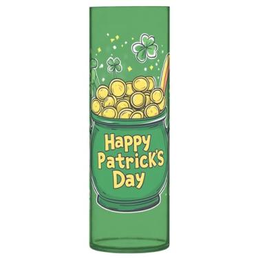 Imagem de CEBUGI Vaso de flores de fundo de dia de São Patrício 10 x 30 cm, vaso cilíndrico para flores, vaso transparente inquebrável para festa de casamento, decoração de casa
