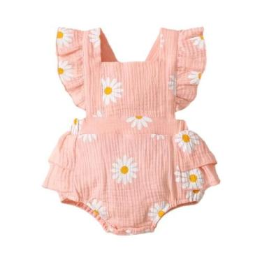 Imagem de Macacão Sem Mangas Com Babados Para Bebê Menina, Body Para Recém-Nasci