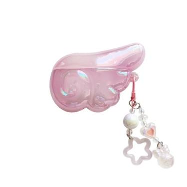 Imagem de GCVXRUD Capa para Airpods 4, linda capa protetora criativa com glitter 3D Angel Wings para AirPods 4 para meninas e mulheres