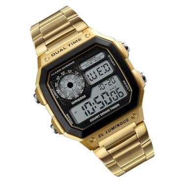 Imagem de ZJchao Relógio Masculino Esportivo de Aço Inoxidável 5ATM Water Digital Backlight Chronograph Relógio de Pulso para Entusiastas do Fitness Preto Ouro Rosa Ouro Prata Opções ()