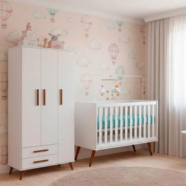Imagem de Quarto Bebe Infantil Q Encanto Berço Vira Cama e Guarda Roupas 3 Porta