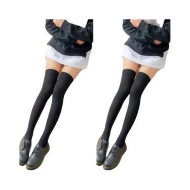 Imagem de Meias Longas Lolita Pretas E Brancas Para Mulheres, Meias Acima Do Joe