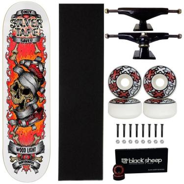 Imagem de Skate Wood Light 8.5 Profissional Fiberglass Montado Caveira-Masculino