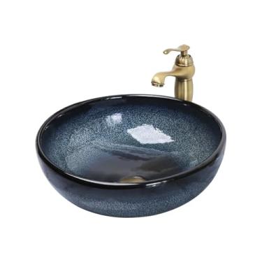 Imagem de Vessel Vanity Sink Pequena Varanda Apartamento Bancada Lavatório Cerâmica Casa Banheiro Pia Moderna Bancada