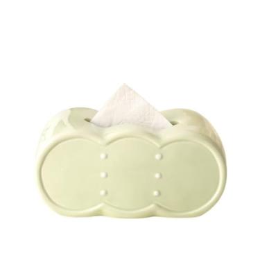 Imagem de Capa de caixa de lenços quadrada de cerâmica para casa quarto sala de estar mesa organizador de caixa de lenços (verde)