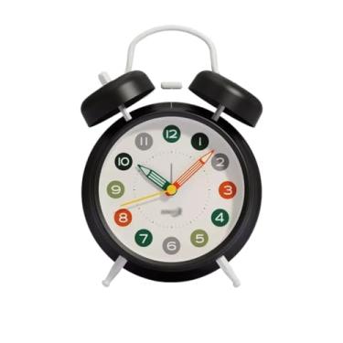 Imagem de x3anggyt5 Despertador para quarto, 10 cm, sino duplo, silencioso, sem tique-taque, operado por bateria, extra alto com luz de fundo, para mesa de cabeceira, mesa e relógio de mesa (preto)