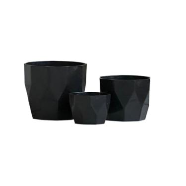 Imagem de Kit Jogo 3 Vasos para Plantas Decorativo Cachepô Liso Injetado Centro Mesa Suculentas Cactos(Preto)