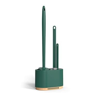 Imagem de Conjunto de escova e suporte de vaso sanitário 3 em 1, escova de limpeza de vaso sanitário para banheiro, esfregão de banheiro montado na parede e sem perfuração (Cor: A)