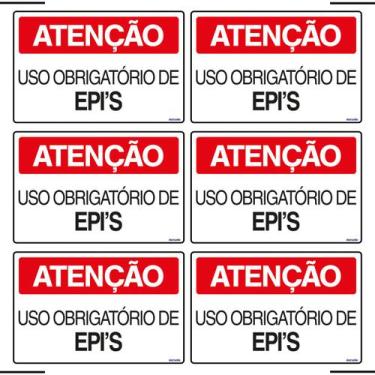 Imagem de Combo 6 Placas De Sinalização Atenção Uso Obrigatório De Epi's 30x20 E