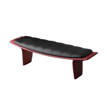 Imagem de Banqueta moderna de metal para sala de estar para quarto de cama estofada de couro decorativo (grande)