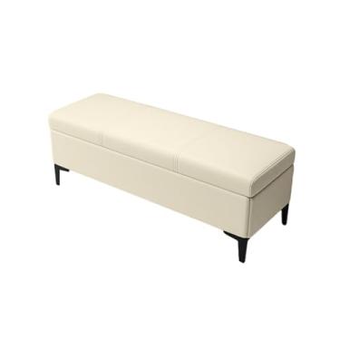 Imagem de Puff Baú Pé Banqueta De Sofá Almofada Armazenamento Quarto Decorativo Confortável Pele Napa Adequado Para Diversos Cenários(White 2,80x40x45cm)