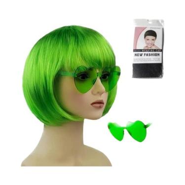 Imagem de Peruca Curta Colorida Neon Bobo De Fibra Sintética Para Festa, Hallowe