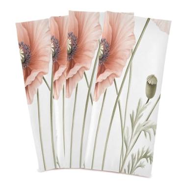 Imagem de xigua Conjunto de 4 panos de prato de cozinha com flores de papoula coloridas, macias e altamente absorventes de secagem rápida para limpeza de pratos e limpeza à mão, 71 x 45 cm