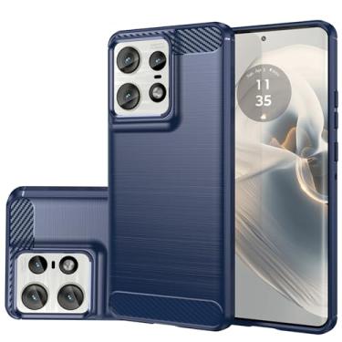 Imagem de Gufuwo Capa para Motorola Edge 50 Pro/Moto Edge50Pro, capa de telefone fina de fibra de carbono TPU macia antiarranhões à prova de choque capa protetora para Motorola Edge 50 Pro 5G azul