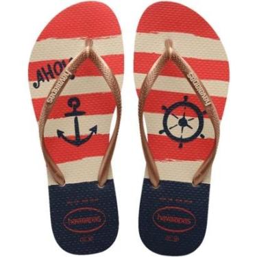 Imagem de Chinelo Dedo Feminino Casual Dia a Dia Praia Passeio Havaianas Slim Nautical-Feminino