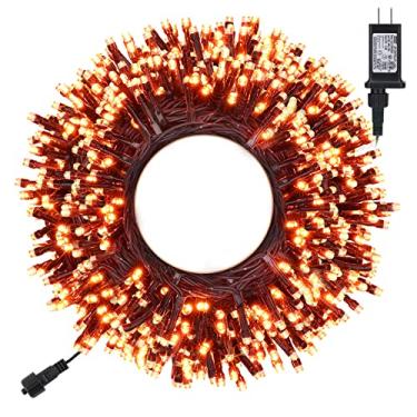 Imagem de Toodour Luzes laranja de Halloween, 39,9 m, 350 luzes de LED plug-in com 8 modos e temporizador, conectáveis, à prova d'água, luzes externas de Halloween para casa, festa, jardim, decorações de férias
