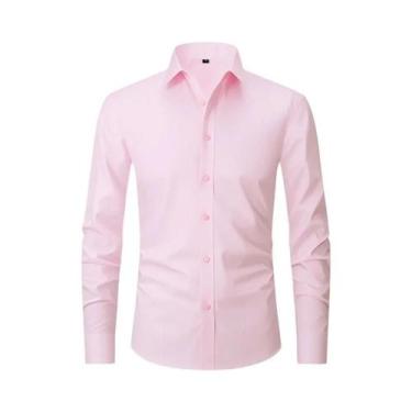 Imagem de Camisa Social Masculina Slim Fit XXL Manga Longa Cor Sólida Primavera 