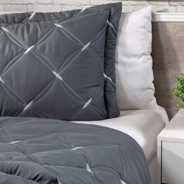 Imagem de Cobre Leito Queen Unique 200 Fios Bordado 3 Peças Grafite